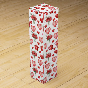 red pattern with hearts for valentine's day  wine box