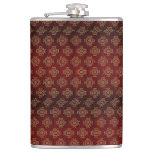 Red Patterned Enhanced with Golden Ornate images Flask