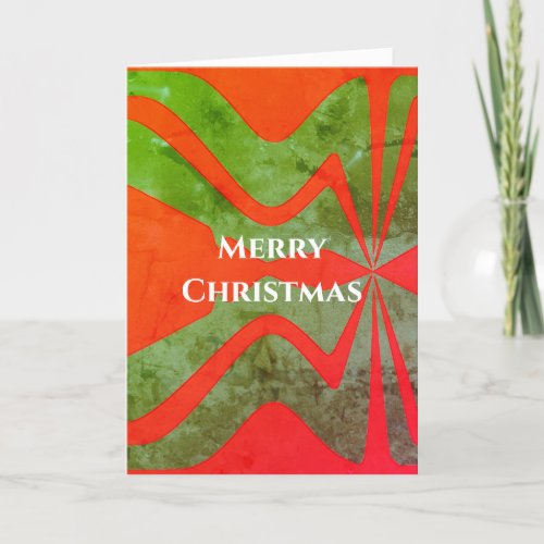 Red Patterned Green Vertical Sound Wave Christmas Card