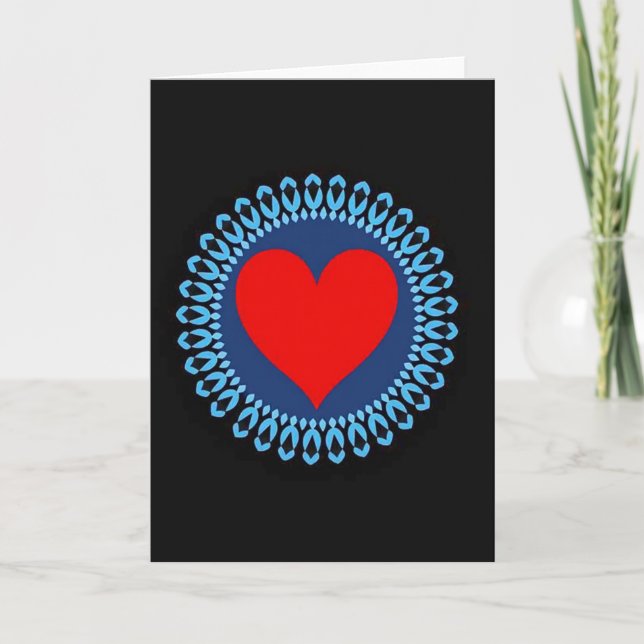 Red Patterned Heart Love Card (Front)