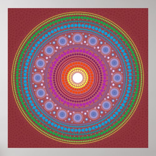 Red Patterned Mandala Poster