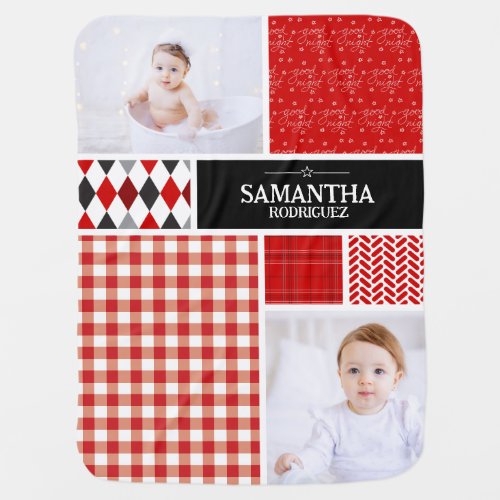 Red Patterns Photo Baby Blanket