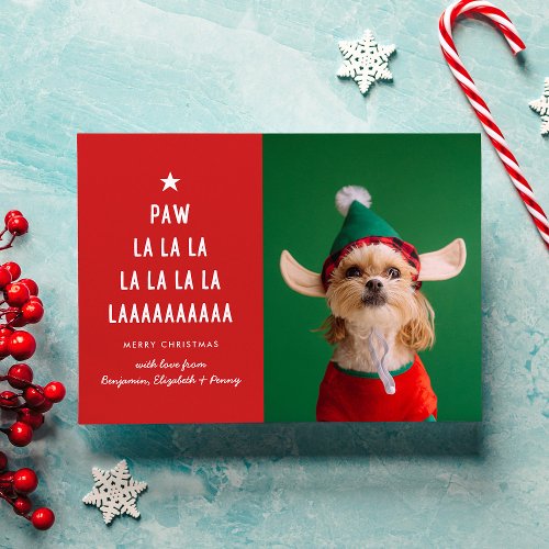 Red Paw La La Pet Christmas  Holiday Card