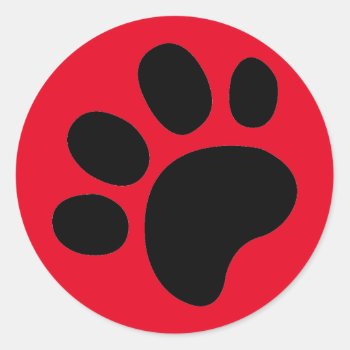 Red Paw Print - Circle Sticker by Midesigns55555 at Zazzle