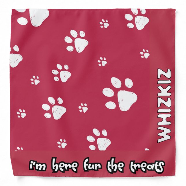 Red Paw Print for Cats Bandana (Front)