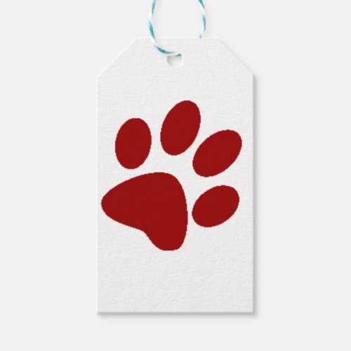 Red Paw Print Gift Tags