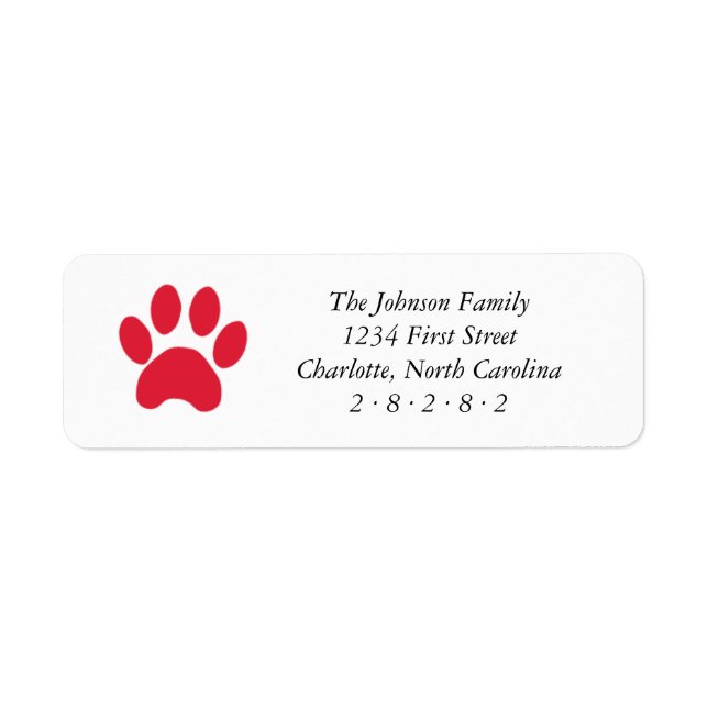 Red Paw Print Holiday Label (Front)