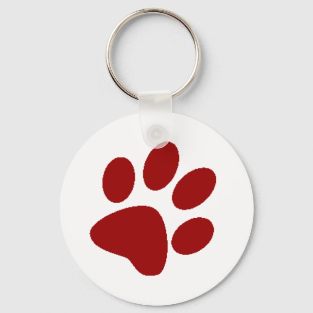 Red Paw Print Keychain (Front)