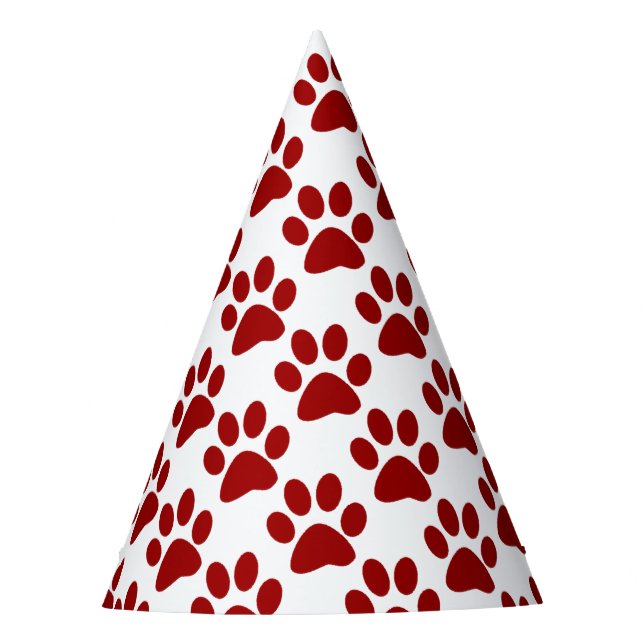 Red Paw Print Party Hat (Front)