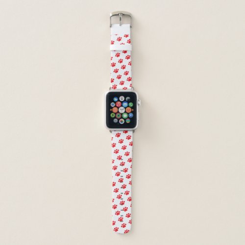 Red Paw Print Pattern Apple Watch Band