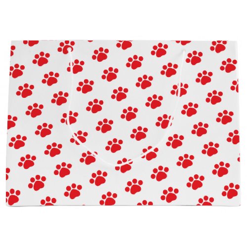 Red Paw Print Pattern Large Gift Bag