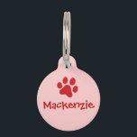 Red Paw Print Pet Name Tag<br><div class="desc">This simply designed pet ID tag will help get your beloved pet back to you where they belong. By having an identification tag on your dog, anyone who finds them will be able to contact you immediately. If they are picked up by your local animal control or humane society, the...</div>