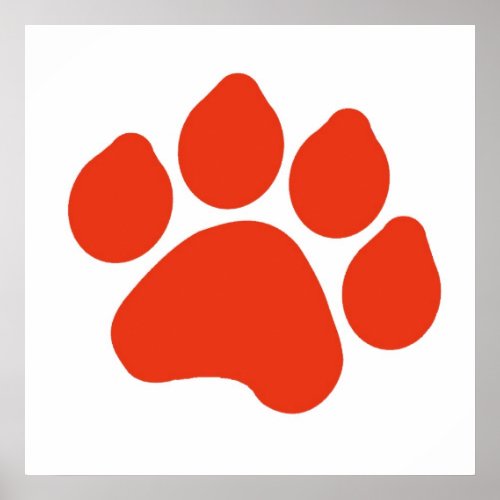 Red Paw Print Poster