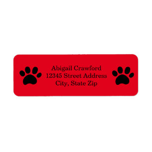 Red Paw Print - Return Address Label