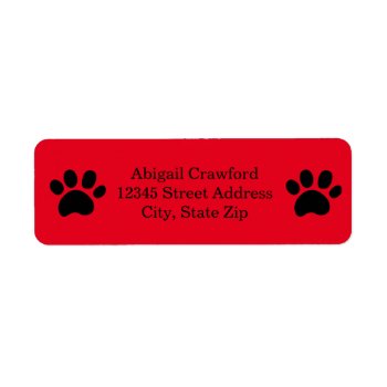 Red Paw Print - Return Address Label by Midesigns55555 at Zazzle
