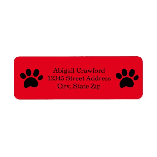 Red Paw Print _ Return Address Label
