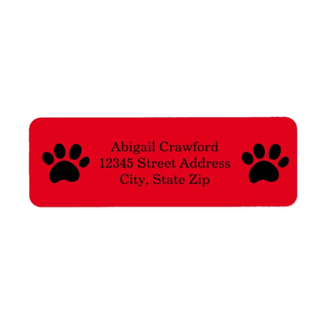 Red Paw Print - Return Address Label (Front)