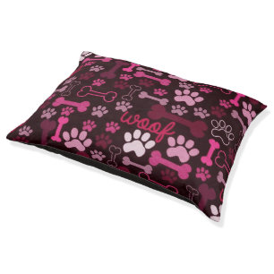 Red Paw Prints & Bones Indoor Pet Bed