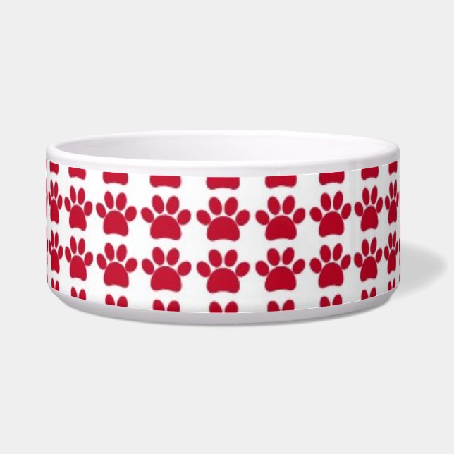 Red  Paw Prints Bowl (Front)