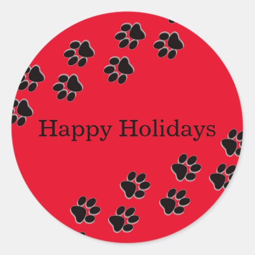 Red Paw Prints _ Circle Sticker