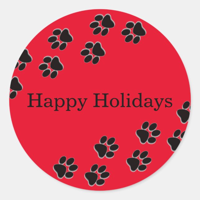 Red Paw Prints - Circle Sticker (Front)