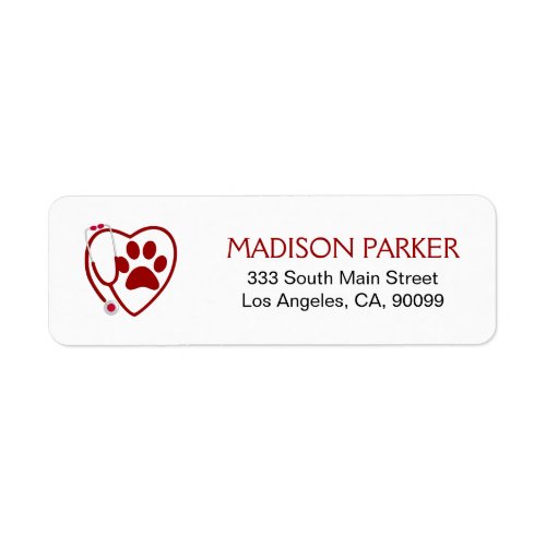 Red Paw Prints  Stethoscope Label