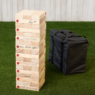 Red Pawprint Guestbook Advice or Memory Topple Tower
