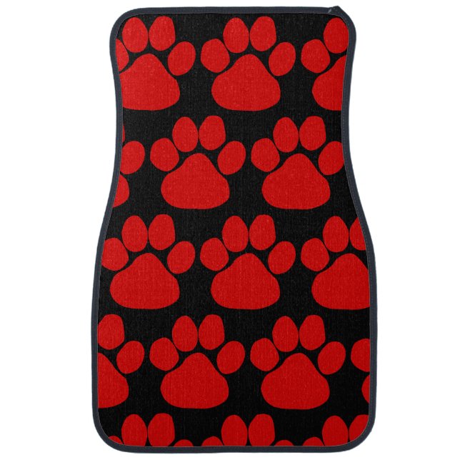 Red Paws Black Car Floor Mat (Front)