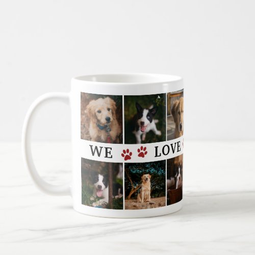 Red Paws We Love You Dad Photo Collage Coffee Mug