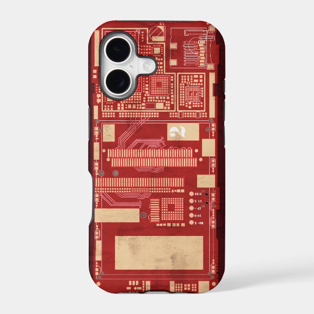 Red pcb circuit boart iphone case (Back)