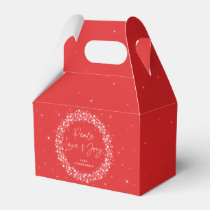 Red Peace Love+Joy Christmas Sparkling Lights Favor Boxes