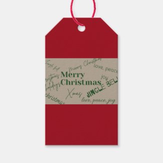 Red Peace, love, Joy, Elegant Merry Christmas Gift Tags