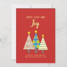 Red Peace Love Joy Holiday Card