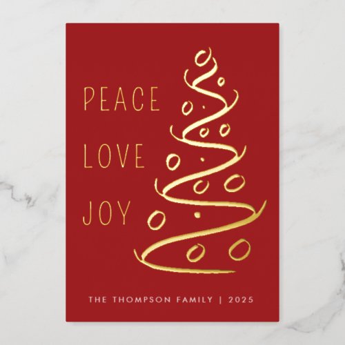 Red Peace Love Joy Tree Holiday Gold