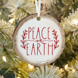 Red Peace On Earth Holiday Ornament