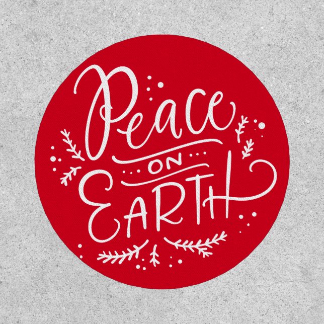 Red Peace on Earth Typography Holiday Patch (Front)