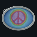 Red Peace Sign Blue Tie Dye Belt Buckle<br><div class="desc">Red Peace Sign Blue Tie Dye Belt Buckle</div>