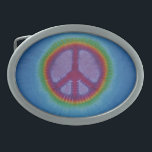 Red Peace Sign Blue Tie Dye Belt Buckle<br><div class="desc">Red Peace Sign Blue Tie Dye Belt Buckle</div>