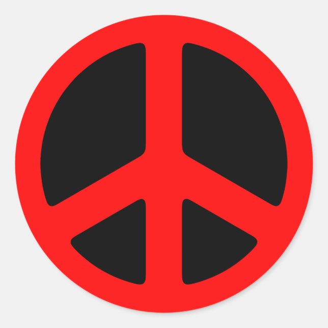 Red Peace Sign Classic Round Sticker (Front)