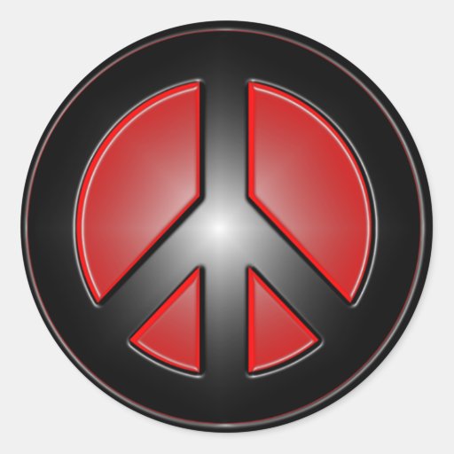 red peace sign classic round sticker | Zazzle
