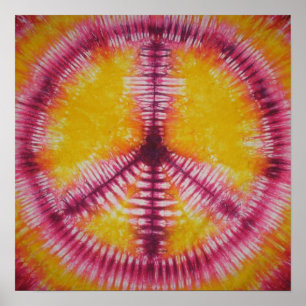 Red Peace Sign Tie Dye