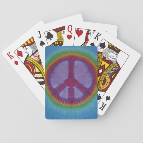 Red Peace Sign Tie Dye Bicycle Playing Cards