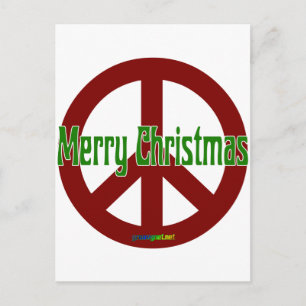 Red Peace sign with Merry Christmas Holiday Postcard