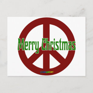 Red Peace sign with Merry Christmas Holiday Postcard