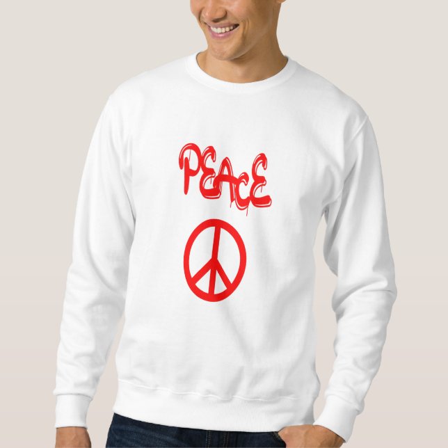 Red Peace Sign with Peace Spelled Out in Graffiti Sweatshirt (Front)