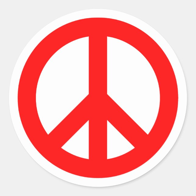 Red Peace Symbol Classic Round Sticker (Front)