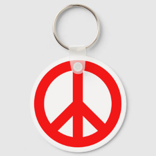 Red Peace Symbol Keychain