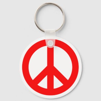 Red Peace Symbol Keychain by peacegifts at Zazzle