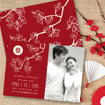 Red Peach Blossoms Chinese Double Happiness Photo  Save The Date
