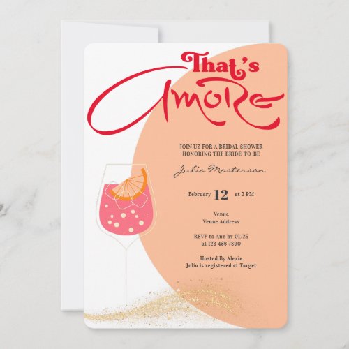Red  Peach Fuzz Thats Amore Bridal Shower Party Invitation